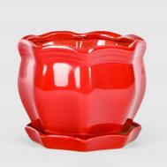 Кашпо керамическое для цветов  22x16см красный глянец Shine Pots