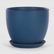 Кашпо керамическое для цветов  23x18см синий матовый Shine Pots