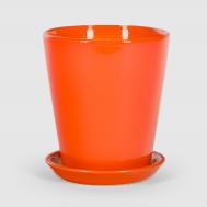 Кашпо керамическое для цветов  20x20 см оранжевый глянец Shine Pots