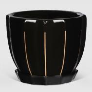 Кашпо керамическое для цветов  22x15.5 см черный глянец Shine Pots