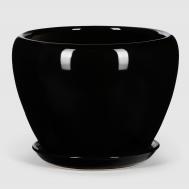 Кашпо керамическое для цветов  26x19 см черный глянец Shine Pots