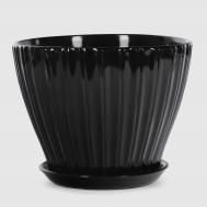 Кашпо керамическое для цветов  25x20см черное глянец Shine Pots