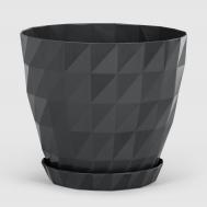 Горшок с поддоном  Crystal 16x16 см антрацит Serinova