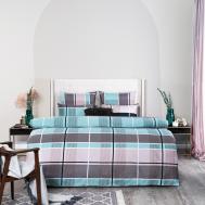 Комплект постельного белья  Констанц голубой с серым и розовым Полуторный MEDSLEEP