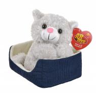Игрушка мягкая  котенок серый в корзине 18 см ABtoys