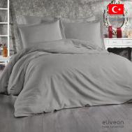 Комплект постельного белья  Евро linen хлопок/лен серый Eliveon