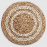 Коврик  tenun nagan коричневый с бежевыми полосами, д 150 см Rattan grand rug