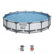 Каркасный бассейн круглый 427х84см+фильтр-насос  Steel Pro Max 56595 Bestway