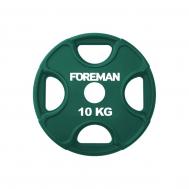 Диск олимпийский обрезиненный  PRR, 10 кг PRR-10KG Зеленый Foreman
