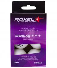 Мячи для настольного тенниса  3* Prime, 6 шт, белый Roxel