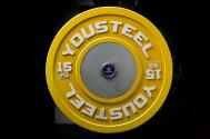 Диск 15кг каучуковый соревновательный  желтый YouSteel