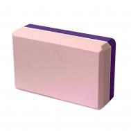Йога блок полумягкий 2-х цветный (фиолетово-розовый) 223х150х76мм, из вспененного ЭВА E29313-7 Nobrand
