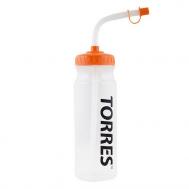 Бутылка для воды  750 мл, с трубкой SS1029 прозрачная, оранжевая крышка TORRES