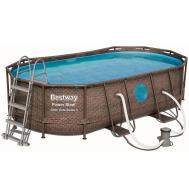 Бассейн овальный на стойках 427х250х100 см  Power Steel Swim Vista 56714 ротанг Bestway