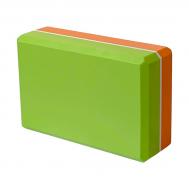 Йога блок полумягкий 2-х цветный (оранжево-зеленый) 223х150х76мм, из вспененного ЭВА E29313-6 Nobrand