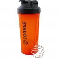 Шейкер спортивный  600мл, пластик S01-600-02 черная крышка с колпачком, ярко-оранжевый TORRES