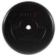 Диск обрезиненный d51мм  Atlet 20кг черный MB-AtletB51-20 MB Barbell