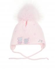 Розовая шапка с аппликициями &quot;Слоники&quot;  детская Joli Bebe