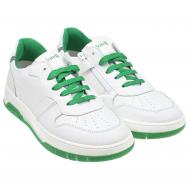 Белые кеды с зелеными шнурками MORELLI