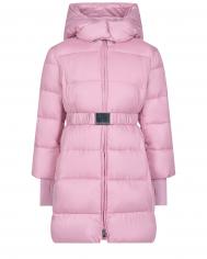 Розовое стеганое пальто с капюшоном  детское Monnalisa