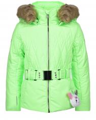 Куртка салатового цвета с отделкой эко-мехом  детская Poivre Blanc