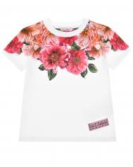 Белая футболка с цветочным принтом Dolce&Gabbana