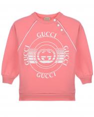 Розовый свитшот с принтом GG Gucci
