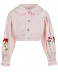 Розовая джинсовая куртка с вышивкой &quot;розы&quot; Monnalisa
