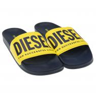 Желтые шлепанцы с логотипом бренда Diesel