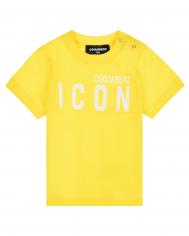 Желтая футболка с белым лого DSquared2