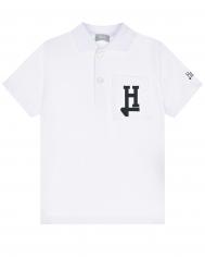 Белая футболка-поло с лого HERNO