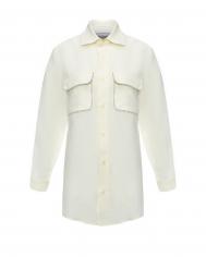 Льняная рубашка с карманами и аппликацией кристаллами, белая Forte Dei Marmi Couture