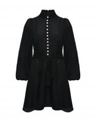 Льняное мини-платье с жемчужными пуговицами, черное Forte Dei Marmi Couture