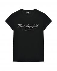 Приталенная футболка с лого KARL LAGERFELD KIDS