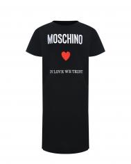 Платье-футболка с принтом &quot;In love we trust&quot;, черное Moschino