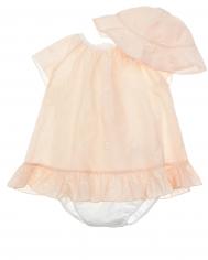 Персиковый подарочный набор (платье с шортиками + панама) Chloe