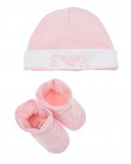 Розовый комплект из шапки и пинеток  детский Emporio Armani