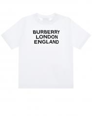 Белая футболка с логотипом  детская Burberry