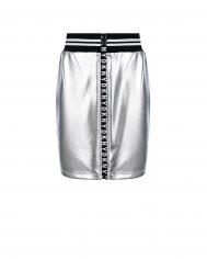 Серебристая юбка с поясом на резинке  детская DKNY