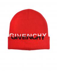 Красная шапка с черно-белым логотипом  детская Givenchy