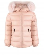 Розовая куртка-пуховик с меховой отделкой  детская Moncler
