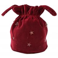 Бордовая бархатная сумка со стразами, 14x14x18 см  детская IL GUFO