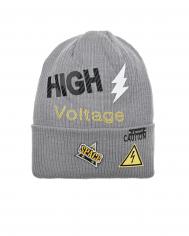 Серая шапка с принтом &quot;High voltage&quot;  детская Il Trenino