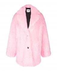 Розовое пальто из эко-меха MSGM