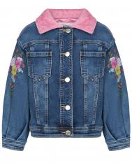 Джинсовая куртка с цветочной вышивкой  детская Monnalisa