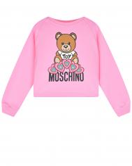 Розовый свитшот с принтом &quot;мишка&quot;  детский Moschino