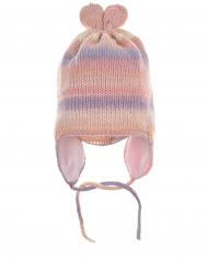 Розовая шапка в разноцветную полоску  детская Catya