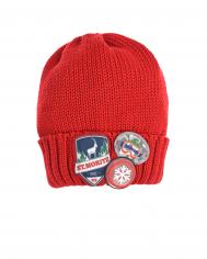 Красная шапка с нашивками и значками  детская Regina