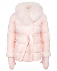 Розовая куртка с меховой отделкой  детская Yves Salomon