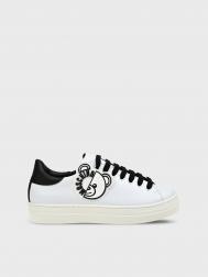 Кеды на шнуровке с мишкой, белые Moschino